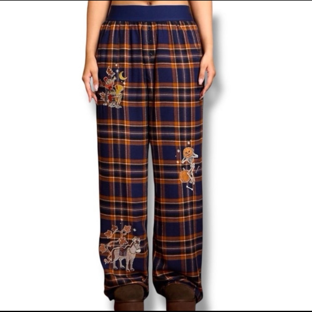 Cartoon Network Over The Garden Wall Character Plaid Wide Leg Pajama Pants
